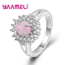 De moda pequeño lindo fuego Rosa piedras ópalo Kunzite Flor de plata esterlina 925 para mujeres joyería de moda regalo nupcial anillos 2024 - compra barato