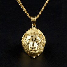 CY&CM Hip hop Men Women Stainless Steel Lion Head Pendant Necklace Iced Out 24K Gold Color Punk Animal Pendant Fashion Jewelry 2024 - buy cheap