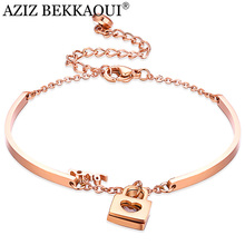 AZIZ BEKKAOUI Stainless Steel Bracelets For Women DIY Lock Clasp Rose Gold Color Bracelet & Bangle Unique Fashion Logo Name 2024 - buy cheap