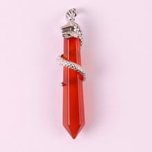 Perla gema colgante de cornalina roja Natural, joyería de serpiente para regalo, 1 Uds. S577 2024 - compra barato