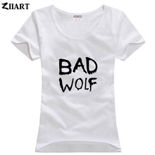 Camiseta de manga corta de algodón con palabras de lobo malvado para mujer, ropa de pareja, ropa de mujer con cuello redondo 2024 - compra barato
