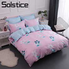 Solstice Home Textile Girls Bedding Sets 100% Cotton Kid Teen Linen Flower Pink Duvet Cover Pillowcase Bed Sheet Queen Twin Full 2024 - buy cheap