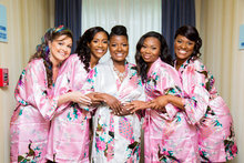 Pijama floral feminino, pijama da moda para casamento, damas de honra, cetim, roupão de seda, vestidos de festa, presentes 2024 - compre barato