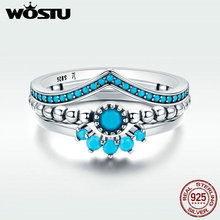 WOSTU 2020 NEW 925 Sterling Silver Stackable Blue CZ Wish Finger Rings For Women Fashion Lucky Jewelry Birthday Gift  DXR368 2024 - buy cheap