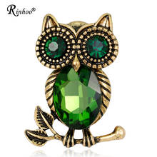 Fashion Vintage Bronze Animals Owl Brooch Pin For Women Girl Rhinestone Crystal Up Bijoux Brooches Collar Costume Men Jewelry 2024 - buy cheap
