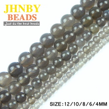 Jhnby pedra natural cinza carnelian grânulos redondos soltos bola de pedra 4/6/8/10/12mm para jóias pulseira que faz diy acessórios 2024 - compre barato