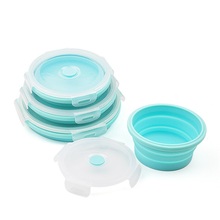 50pcs Round Silicone Folding Portable Bento Box Collapsible Lunch Box for kid Food Dinnerware Microwave Food Storage Container 2024 - buy cheap