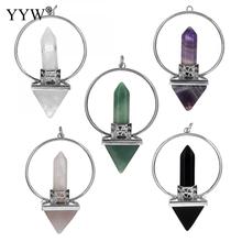 Wholesale Natural Stone Quartz Pendant Semi Precious triangle Bead Natural Circle Pendant Women Necklaces Created 2024 - buy cheap