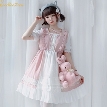 Vestido rosa de Lolita para niñas, disfraz de Lolita para Halloween, disfraz de princesa para adultos, ropa de Anime 2024 - compra barato