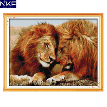 NKF Lions Cross Stitch Sets Handmade Craft Painting Needlework Embroidery Kit Animal Cross Stitching Pattern for Home Decor 2024 - buy cheap