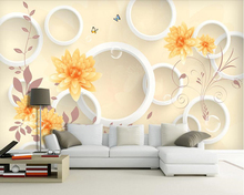 Flower embossed butterfly circle 3d wallpaper mural papel de parede for living room sofa TV wall bedroom kitchen restaurant cofe 2024 - buy cheap