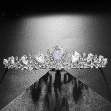 Tiaras de diamantes de imitación de cristal de lujo para novia, corona de hojas cúbicas, diadema de novia, accesorios para el cabello de boda JL 2024 - compra barato