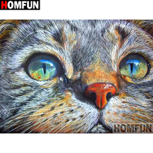 Homfun Full Square/Round Drill 5D DIY Diamond Painting "cat "3D Embroidery Cross Stitch Home Decor Gift  A09499 2024 - buy cheap