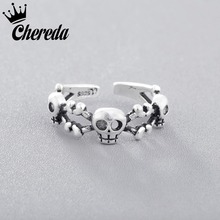 Кольцо Chereda, винтажное, регулируемое, для мужчин, с украшением в виде скелета, вечерние 2024 - купить недорого