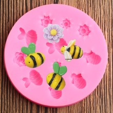 Molde de silicona de flor de abeja para fiesta, herramientas de decoración de pasteles, Fondant, Chocolate, caramelo, Sugarcraft, moldes de arcilla polimérica 2024 - compra barato