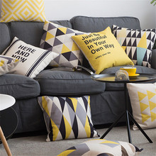 Nordic Simple Fashion Geometric Yellow Striped Printed Cushion Cover Home Decorative Sofa Coffee Car Chair Throw Pillow Case 2024 - buy cheap