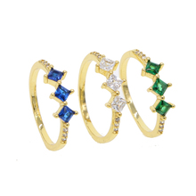 Gold fill simple finger cz stack ring blue white green square cubic zirconia minimal Midi FINGER RINGS 2024 - buy cheap