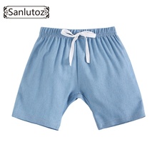 Sanlutoz-pantalones cortos de verano de algodón para recién nacidos, pantalones de mezclilla de playa Azul, informales 2024 - compra barato