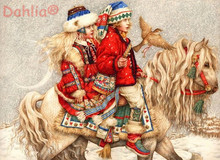 Christmas Journey child Oil painting Needlework Embroidery DIY Cross Stitch Kits Crafts 14CT Unprinted Home Decor Handmade 2024 - buy cheap