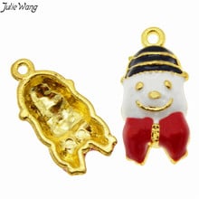 Julie Wang 10PCS Gold Base Alloy Enamel Snowman Head Charms Necklace Pendant Earrings Findings DIY Jewelry Making Accessory 2024 - buy cheap