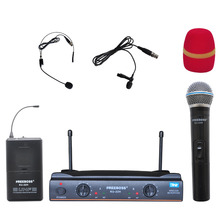 Freeboss KU-22H UHF Dual Channel Mic Transmitter Professional Karaoke Wireless Headset + Lapel + Handheld  Microphone 2024 - buy cheap