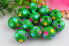Kwoi vita 50pcs/lot dark green 20mm acrylic rainbow polka dot beads,loose round gumball beads for chunky necklaces making!! 2024 - buy cheap