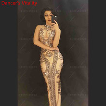 Nightclub Bar Classic Beautiful Women False Perspective Diamond Stage Wear Model DJ Pole DS Singer Performance Costume Dress 2024 - buy cheap