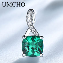 UMCHO Created Emerald Gemstone Pendants for Women Genuine 925 Sterling Silver Charm Pendant Fine Jewelry Not Include the Chain 2024 - buy cheap