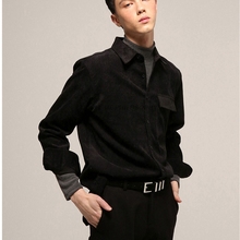 S-5XL ! 2017 New Men's clothing fashion Hair Stylist Korean Catwalk style Street corduroy shirt PLUS SIZE Singer costumes 2024 - buy cheap