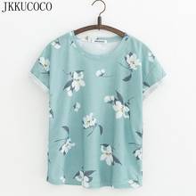 JKKUCOCO Orchid Flowers Print Women t shirt Short Sleeve Summer t-shirt Hot Tops tee Women Cotton T-shirt Casual Women Tops 2024 - buy cheap