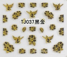 Newest 5 sheet 12 type Black gold Nail Stickers Designs Gummed 3D Nail Art Stickers Decals Makep Art Decorations TJ037-048 2024 - buy cheap