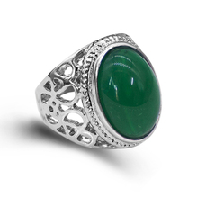 Anillos de piedra de Retro verde Vintage para mujer, joyería de Metal de compromiso, regalo 2024 - compra barato