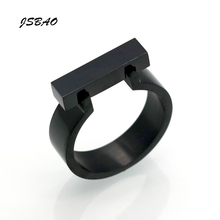 JSBAO-anillo de acero inoxidable de alta calidad, joya de herradura, grillete plano, anillo de marca Punk, anillo de amor rectangular, joyería para mujer 2024 - compra barato