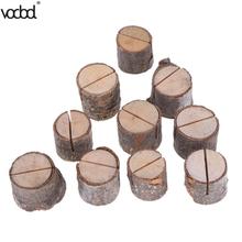10pcs Wooden Place Card Holder Stand Stump Shape Photo Desk Wood Menu Clip Wedding Party Decoration Number Office School HOT 2024 - buy cheap