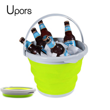 UPORS Collapsible Silicone Ice Bucket Portable Champagne Beer Wine Cooler Folding Ice Cube Bucket Home Bar Storage Bucket 5/10L 2024 - buy cheap