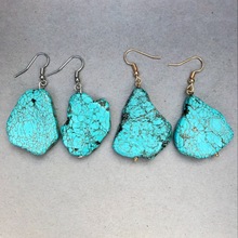 free shipping   Fine Blue Oval Turquoises Stone 925 silver earrings 2024 - buy cheap