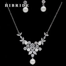 HIBRIDE Elegant Design Factory Price Cubic Zircon And Pearl Women Bridal Jewelry Set For Engagement Gifts Korean Trendy N-242 2024 - buy cheap