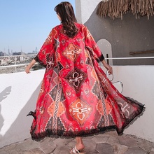 Beach Summer 2019 Blouses Bohemian Kaftan Sunscreen Mexican Long Shirt Female Tunic Red Holiday Boho Chic Cardigan Women AA4781 2024 - buy cheap