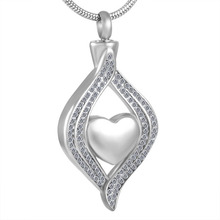 MJD8111 Heart in crystal stainless steel cremation jewelry ashes urn necklace for women men (Pendant Only) 2024 - buy cheap
