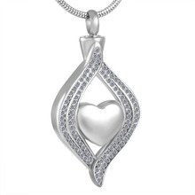 MJD8111-collar con urna de cenizas para hombre y mujer, joyería de cremación de acero inoxidable con corazón de cristal, colgante solo 2024 - compra barato