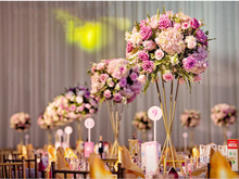 Высота 60 см, золотая металлическая ваза для цветов, подставка для цветов, стол, украшение для свадебной вечеринки 2024 - купить недорого