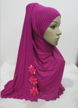H996 fashion modal jersey glitter Amira pull on scarf with 3 flowers,fast delivery 2024 - buy cheap