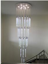 Villa duplex stair chandelier simple LED bubble column living room crystal stainless steel led lighting fixture led fixture lamp 2024 - buy cheap