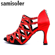 Samisoler New Glitter Cut-Outs women latin dance shoes  tango jazz  dance shoes salsa Ballroom Fashion shoes dance 5CM-10CM 2024 - buy cheap