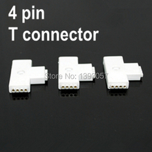 10pcs/lot T Strip Connector, 4pin 90 Degree T Shape RGB Strip Connector, For 5050 LED Strips Connecting, Free Shipping 2024 - buy cheap