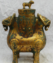 Estatua de cabeza de oveja dorada de USPS a USA S1557, estatua de 14 "de China, Palacio popular, estatua de bronce antiguo, jarra Zun 2024 - compra barato