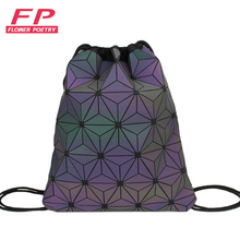 New Women Drawstring Backpacks Holographic Bagpack Female Luminous Geometric Backpack For Teenage Girls School Bag Beach Bao Bag 2024 - buy cheap