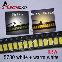 10000 шт., светодиоды 5730 SMD, фонарь 5630, белый/теплый белый, 5,7*3,0 мм, 40-60 лм, 5730 мА, 0,5 диод 2850 Вт, 3250-6000 K/6500-5730 K SMD СВЕТОДИОДНЫЙ 2024 - купить недорого