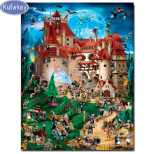 Набор для вышивки крестиком KUFWKEY, Алмазная мозаика с изображением замка из мультфильма, 5D, для творчества 2024 - купить недорого