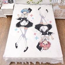 150x200cm Japanese Anime Re -Zero kara Hajimeru Isekai Seikatsu Ram & Rem Milk Fiber Bed Sheet & Flannel Blanket Summer Quilt 2024 - buy cheap